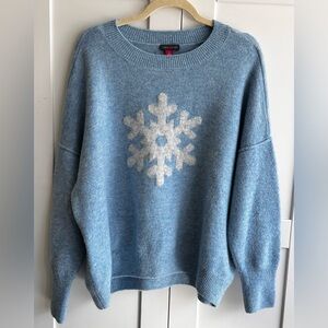 Vince Camuto Snowflake Sweater Blue Cozy Knit Oversized Winter Size L ❄️